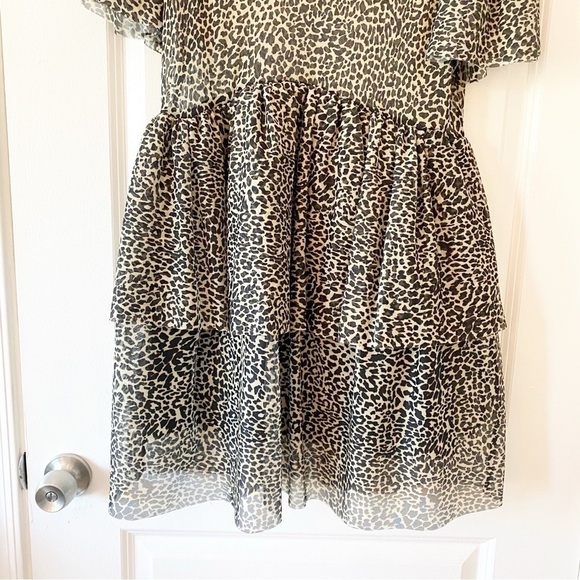 ZARA Leopard Print Tiered Tulle Mini Dress NWT - Picture 8 of 12
